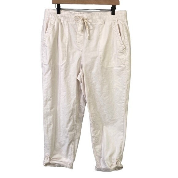 Talbots "Easy Slim Leg Crop Pants" Pull On Elastic Drawstring Button Tab Cuffs - Picture 3 of 16